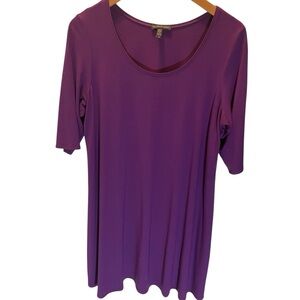Eileen Fisher Vibrant Purple Swing Mini Dress Tunic size L Minimalist